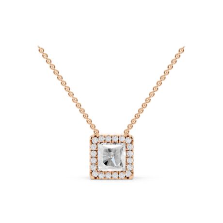 Princess Cut Halo Rubover Necklace