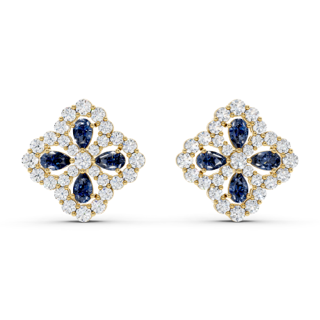 Pear Shape Open Flower Stud Earrings